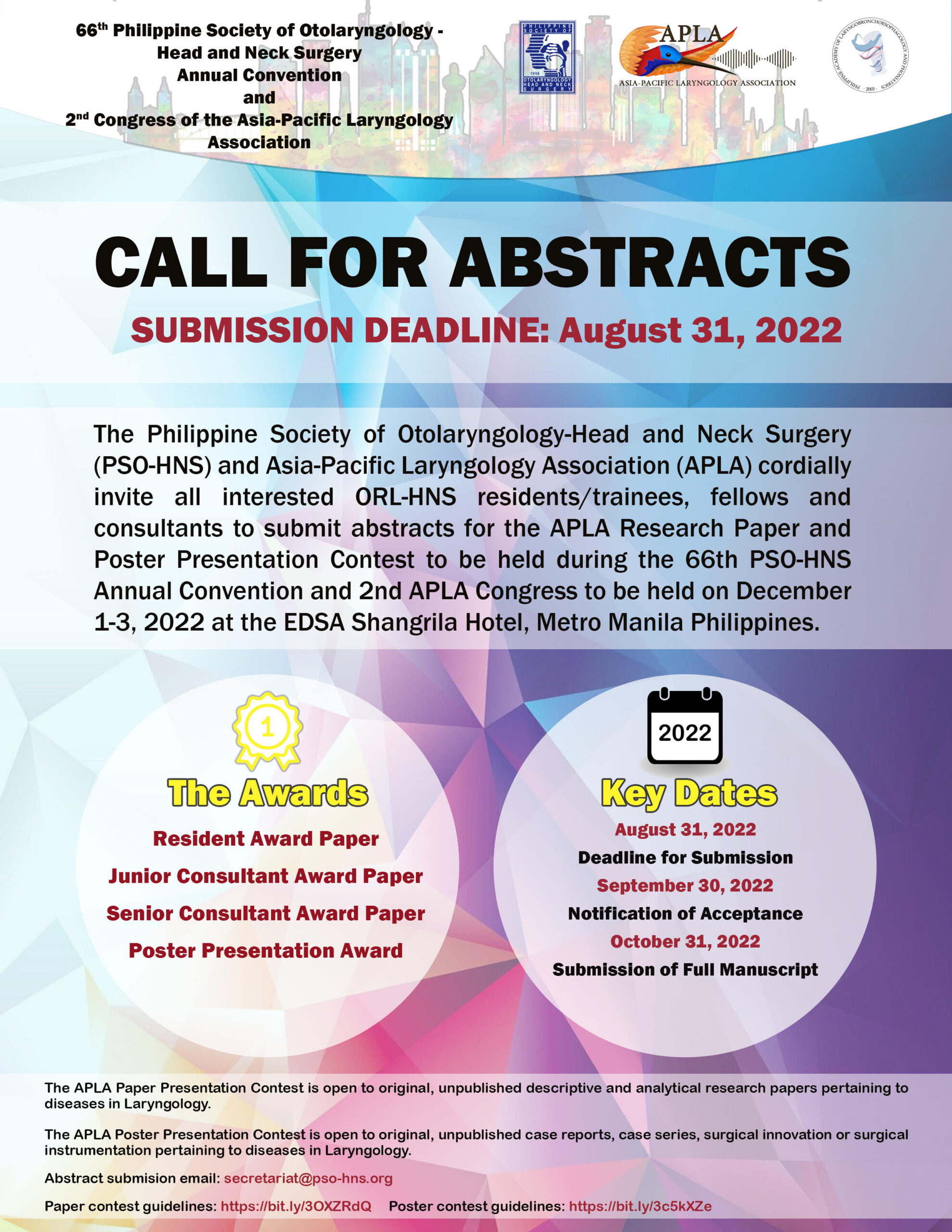 APLA Call for Abstracts PSOHNS